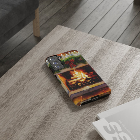 Candles on the Hearth Decorated for Christmas - Impact Resistant Phone Case
